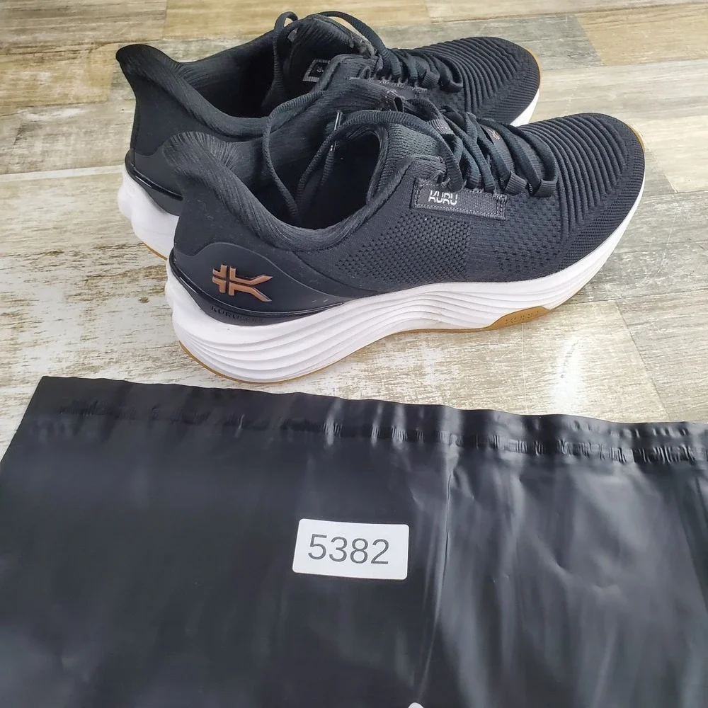 Kuru Atom 2 Womens Shoes Sz 9.5 W Athletic Running Black White Lace Up Sneakers